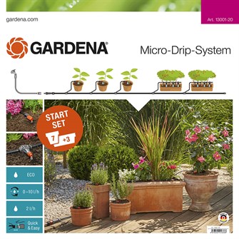 Gardena Micro-Drip Start-sæt til terrasse eller altan - 7 krukker eller 3 plantekasser